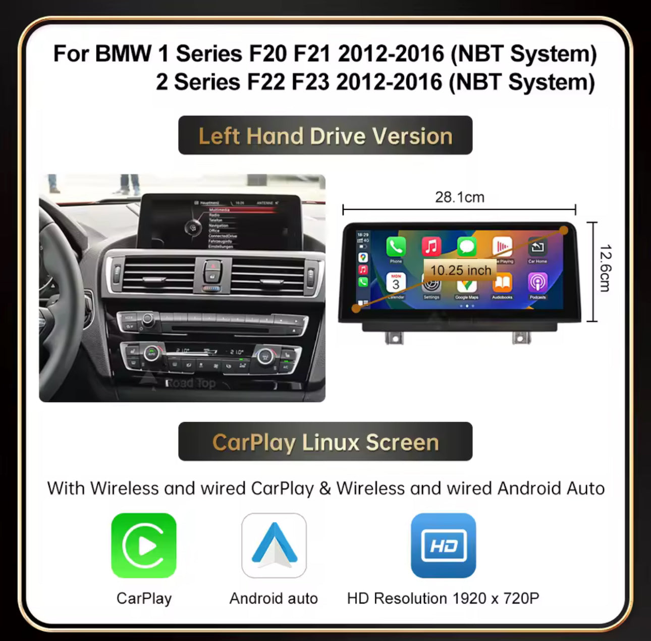 BMW CarPlay & Android Nachrüstung F20,F21,F22,F23,F30,F31,F32,F33,F36,F39,F48,F80,F82,F83,F90