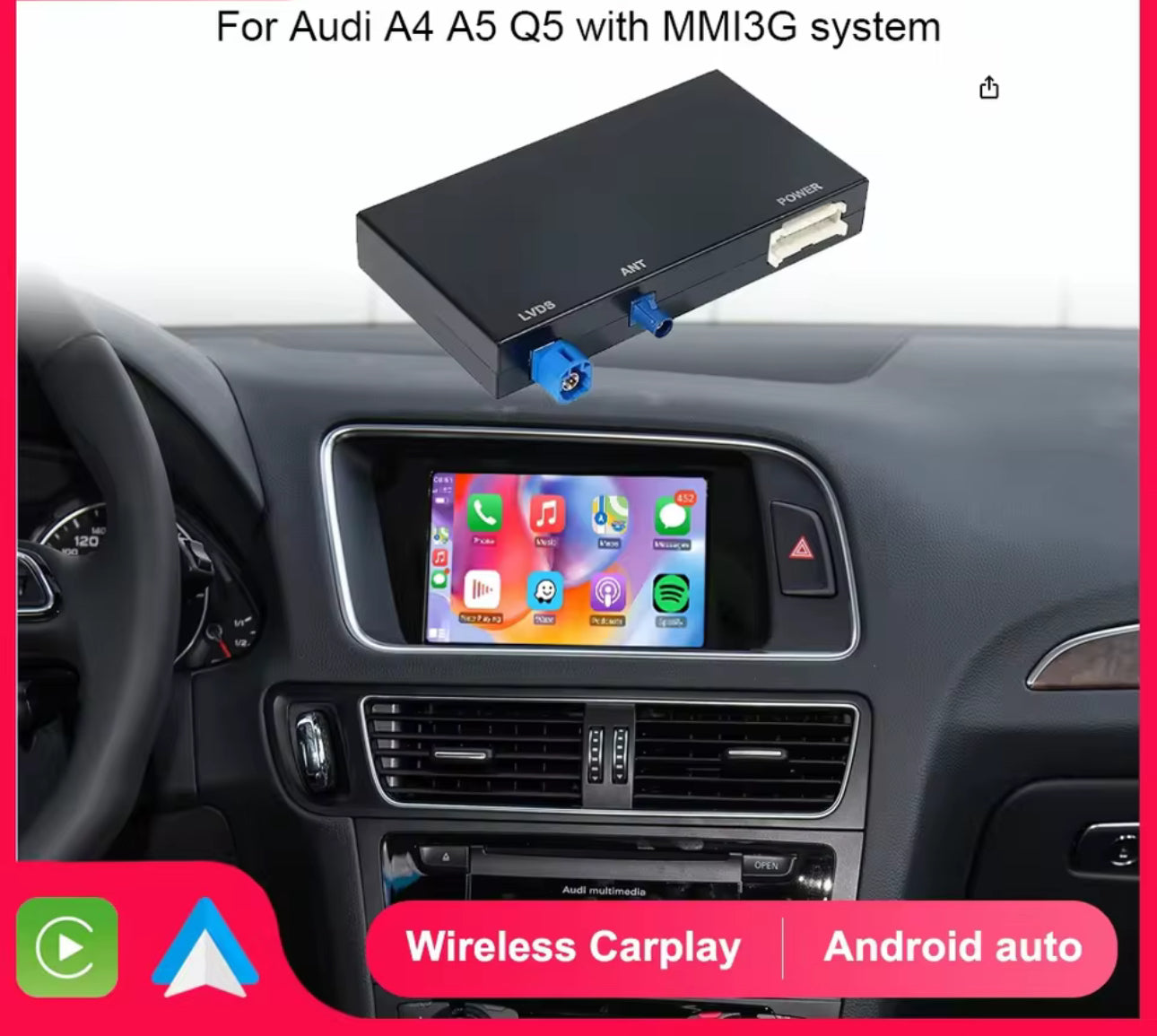CarPlay & Android Nachrüstung für Audi A3,A4,A5,A6,A7,Q2,Q3,Q5,Q7,Q8,