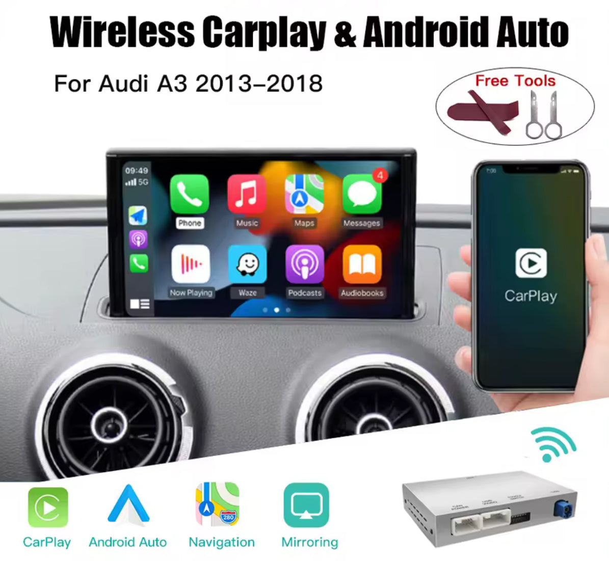 CarPlay & Android Nachrüstung für Audi A3,A4,A5,A6,A7,Q2,Q3,Q5,Q7,Q8,