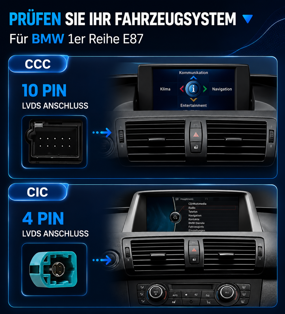 Apple Carplay & Android Auto Modul für BMW 1er E81 E87 E88
