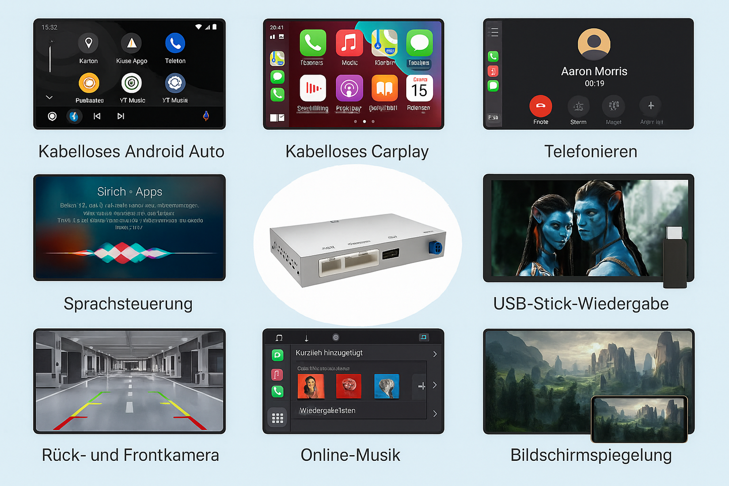 CarPlay & Android Nachrüstung für Audi A3,A4,A5,A6,A7,Q2,Q3,Q5,Q7,Q8,