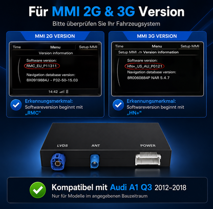 Apple Carplay & Android Auto Modul für Audi A1 Q3 (Nachrüstung)