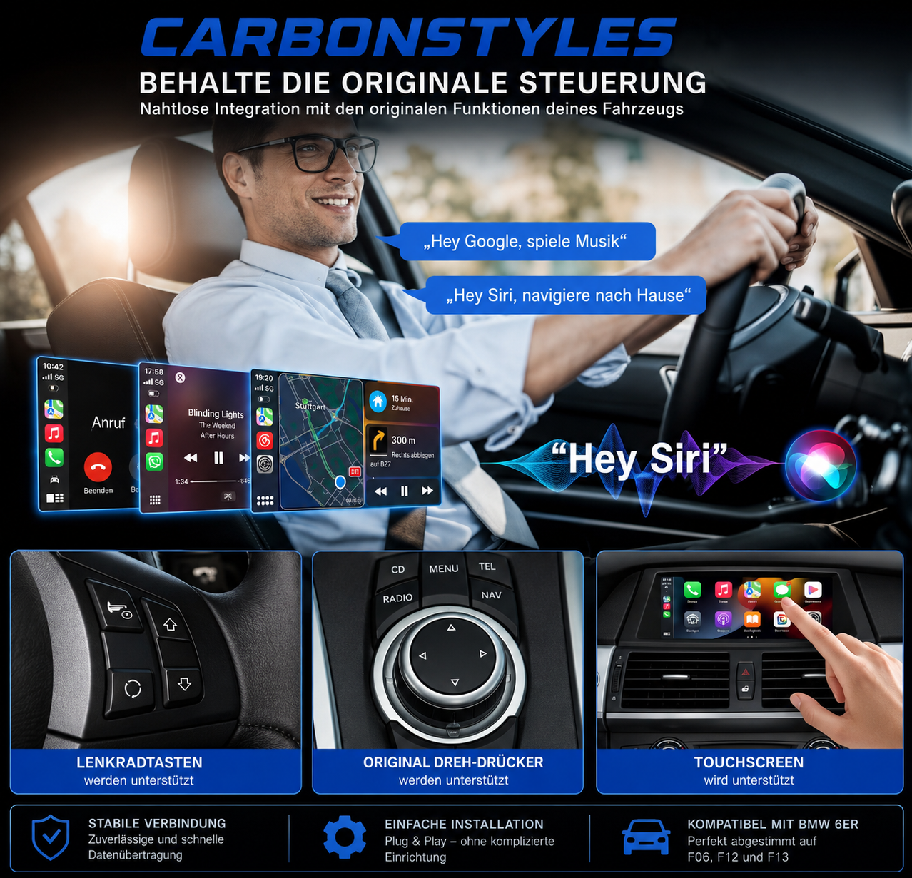 Apple Carplay & Android Auto Modul für BMW 6er F06 F12 F13