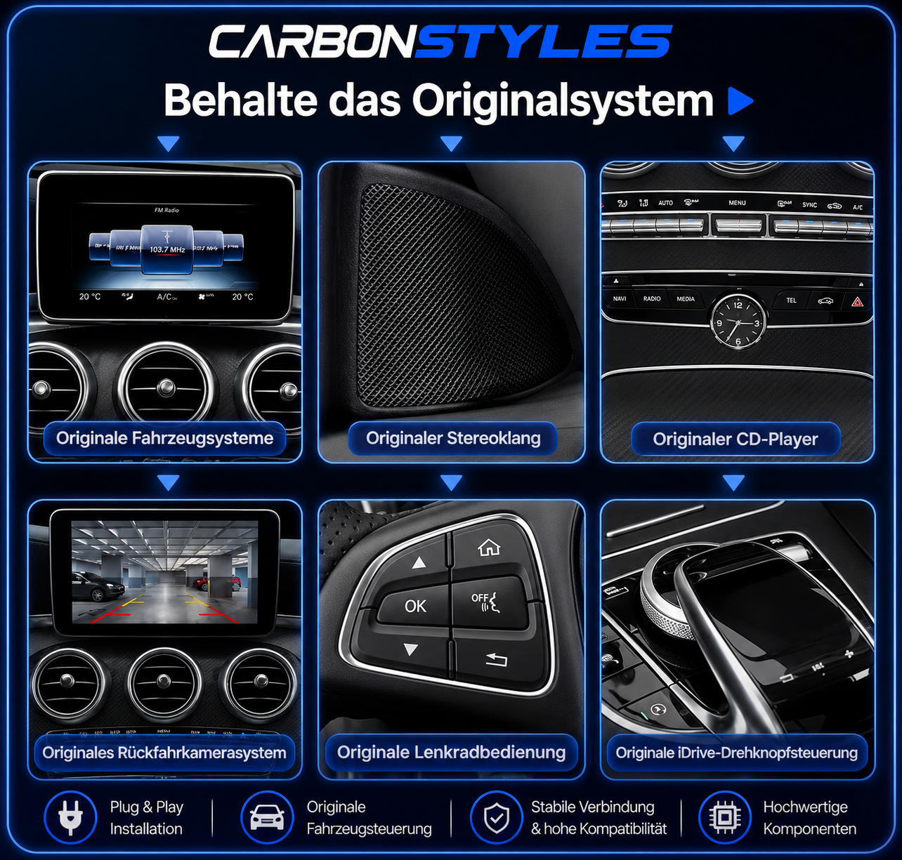 Apple Carplay & Android Auto Modul für Mercedes NTG 5.0 W176 W117 W156 W205 W447 X253 (Nachrüstung)