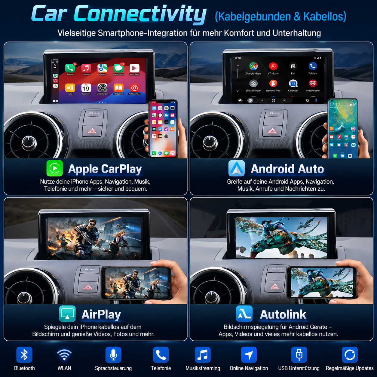 Apple Carplay & Android Auto Modul für Audi A1 Q3 (Nachrüstung)