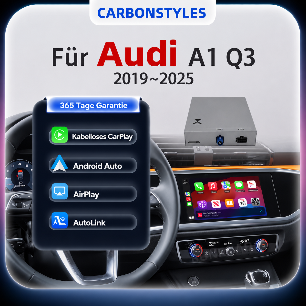 CarPlay&Android Auto Modul für Audi A1 GB & Q3 F3