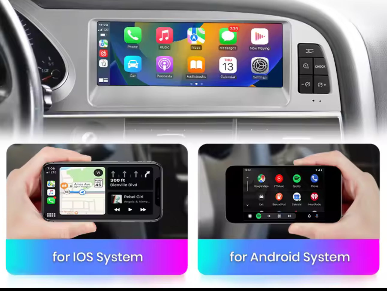 CarPlay & Android Nachrüstung für Audi A3,A4,A5,A6,A7,Q2,Q3,Q5,Q7,Q8,