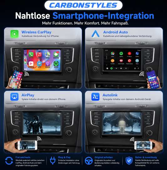 Apple CarPlay & Android Auto Modul für VW Golf/Passat/T-Roc/Tiguan