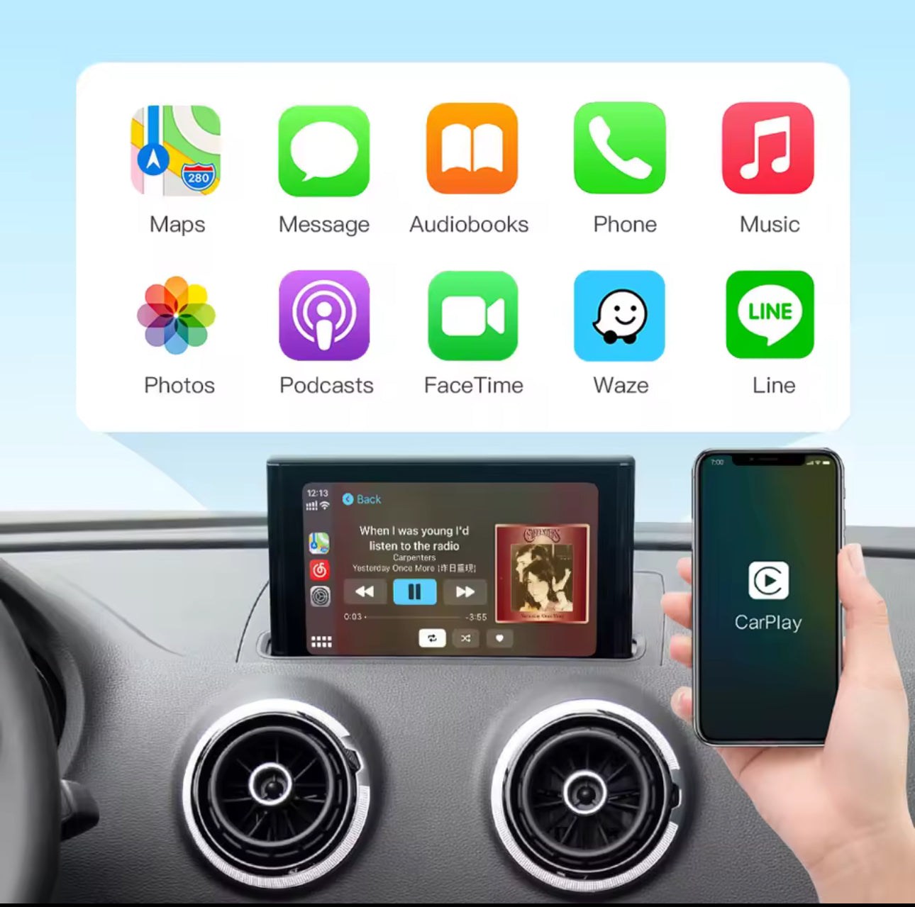 CarPlay & Android Nachrüstung für Audi A3,A4,A5,A6,A7,Q2,Q3,Q5,Q7,Q8,
