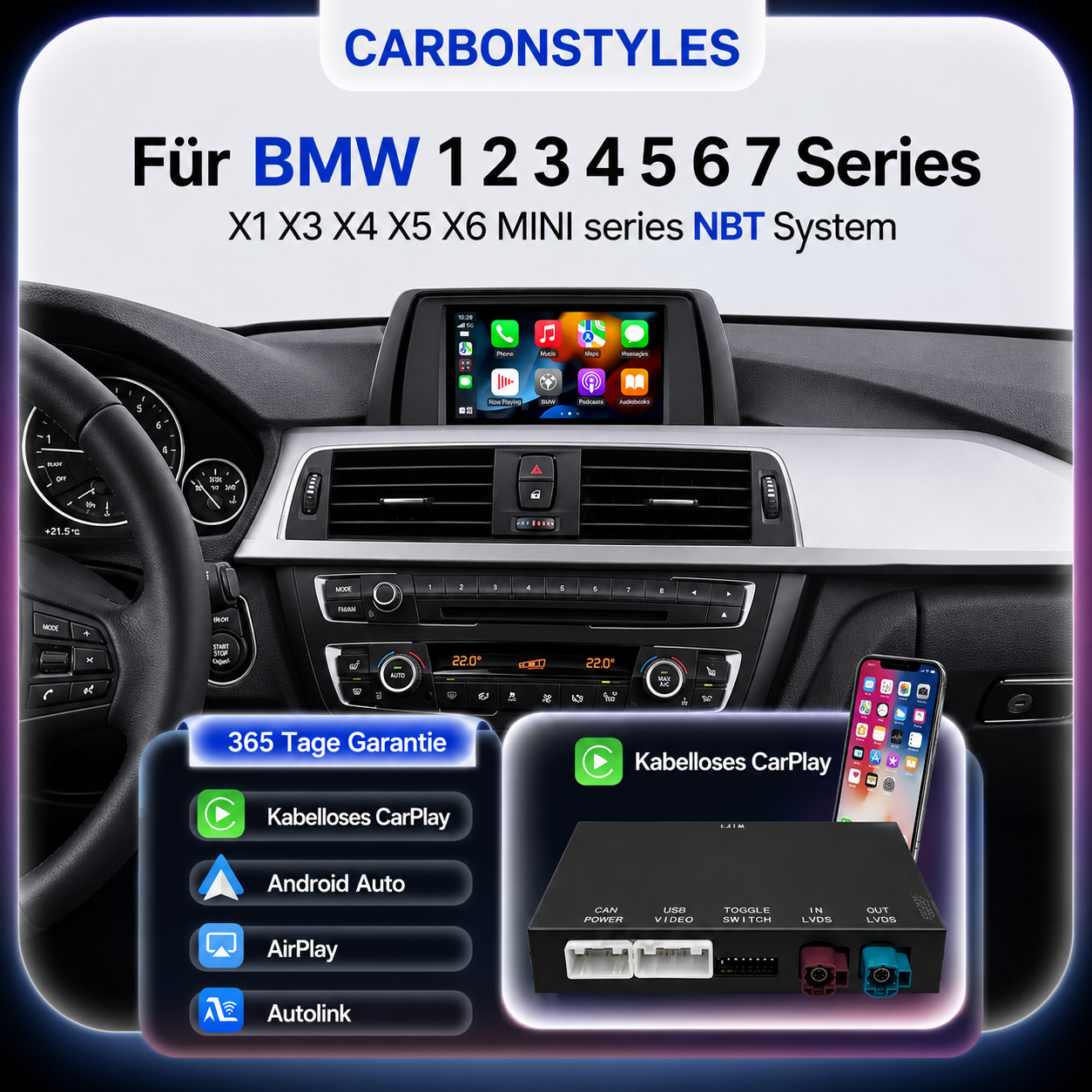 Apple CarPlay & Android Auto für BMW 1er, 2er, 3er & 4er F-Reihe – Nachrüstung