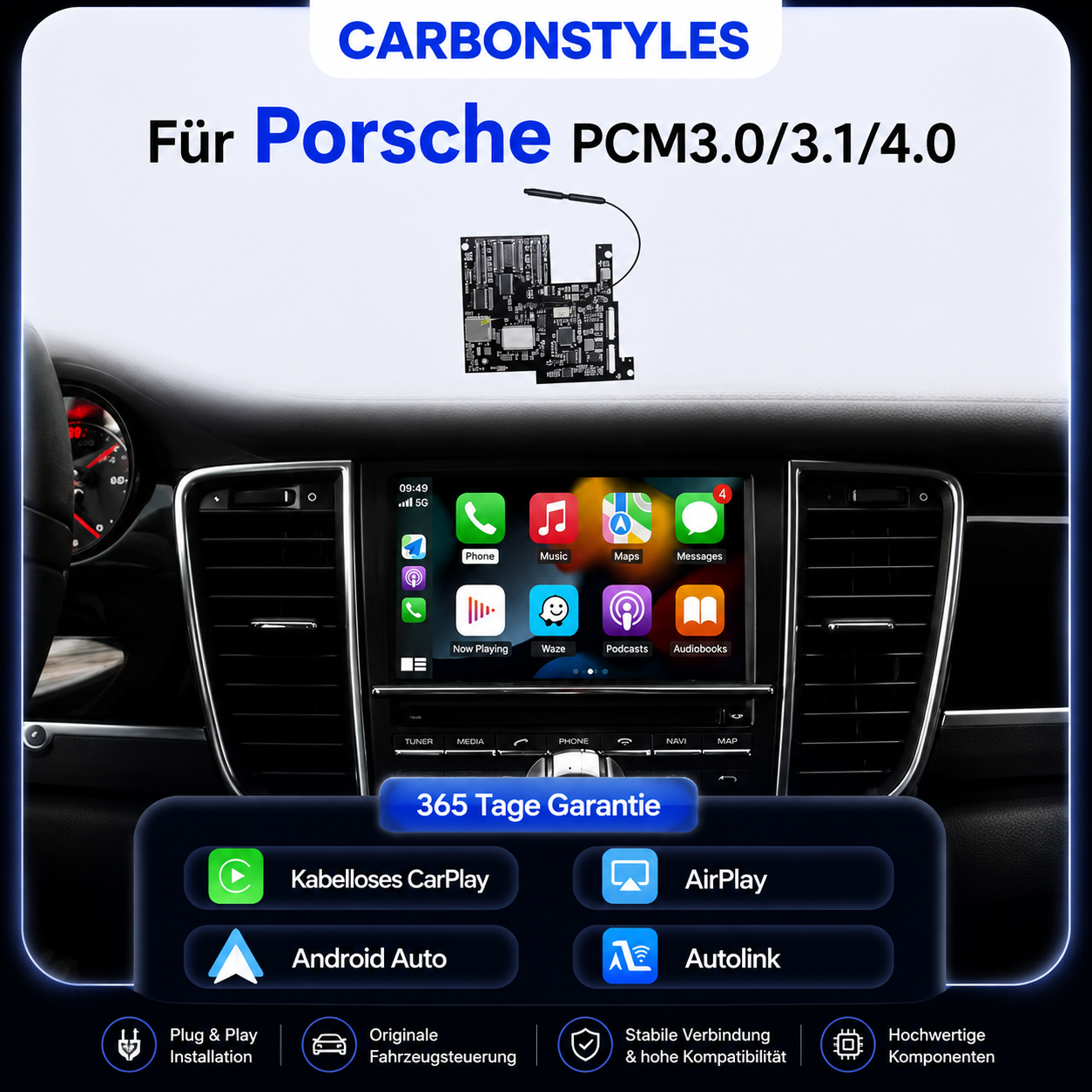 Apple CarPlay & Android Auto für Porsche Cayenne, Macan, Panamera & Cayman – PCM 3.1 / PCM 4.0