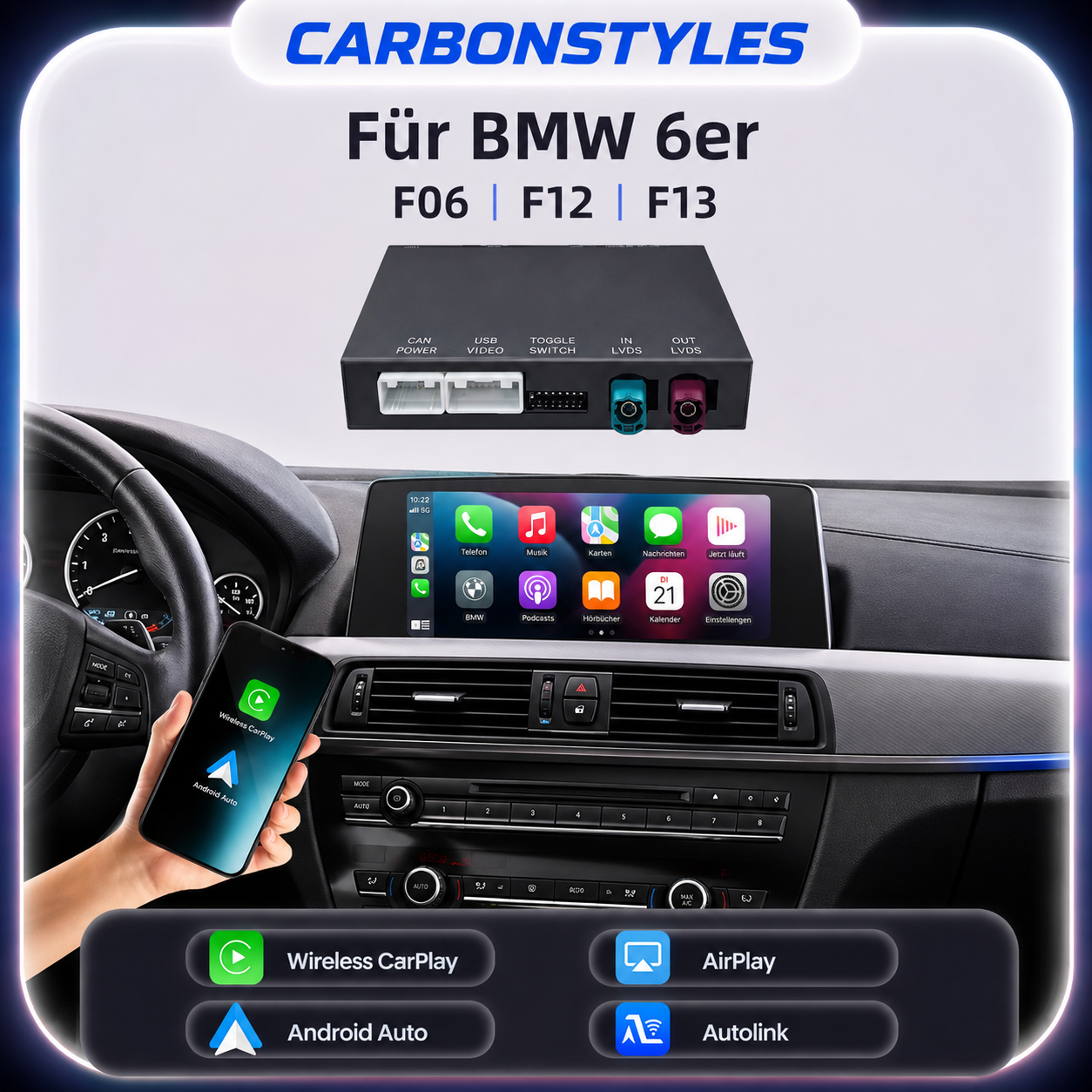 Apple Carplay & Android Auto Modul für BMW 6er F06 F12 F13