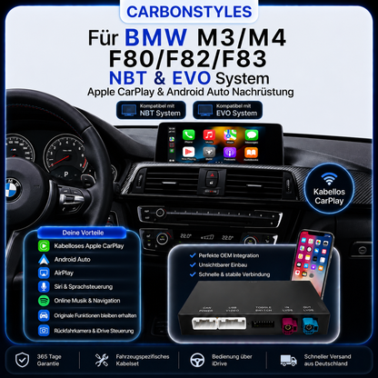 Apple CarPlay & Android Auto für BMW M3 F80 & M4 F82/F83 - NBT & EVO (Nachrüstung)