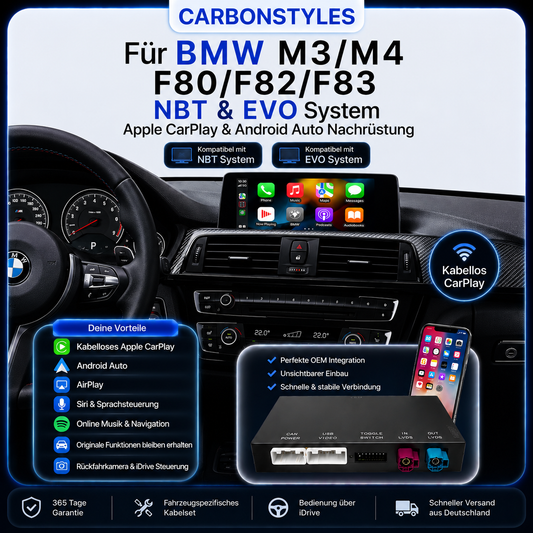 Apple CarPlay & Android Auto für BMW M3 F80 & M4 F82/F83 - NBT & EVO (Nachrüstung)