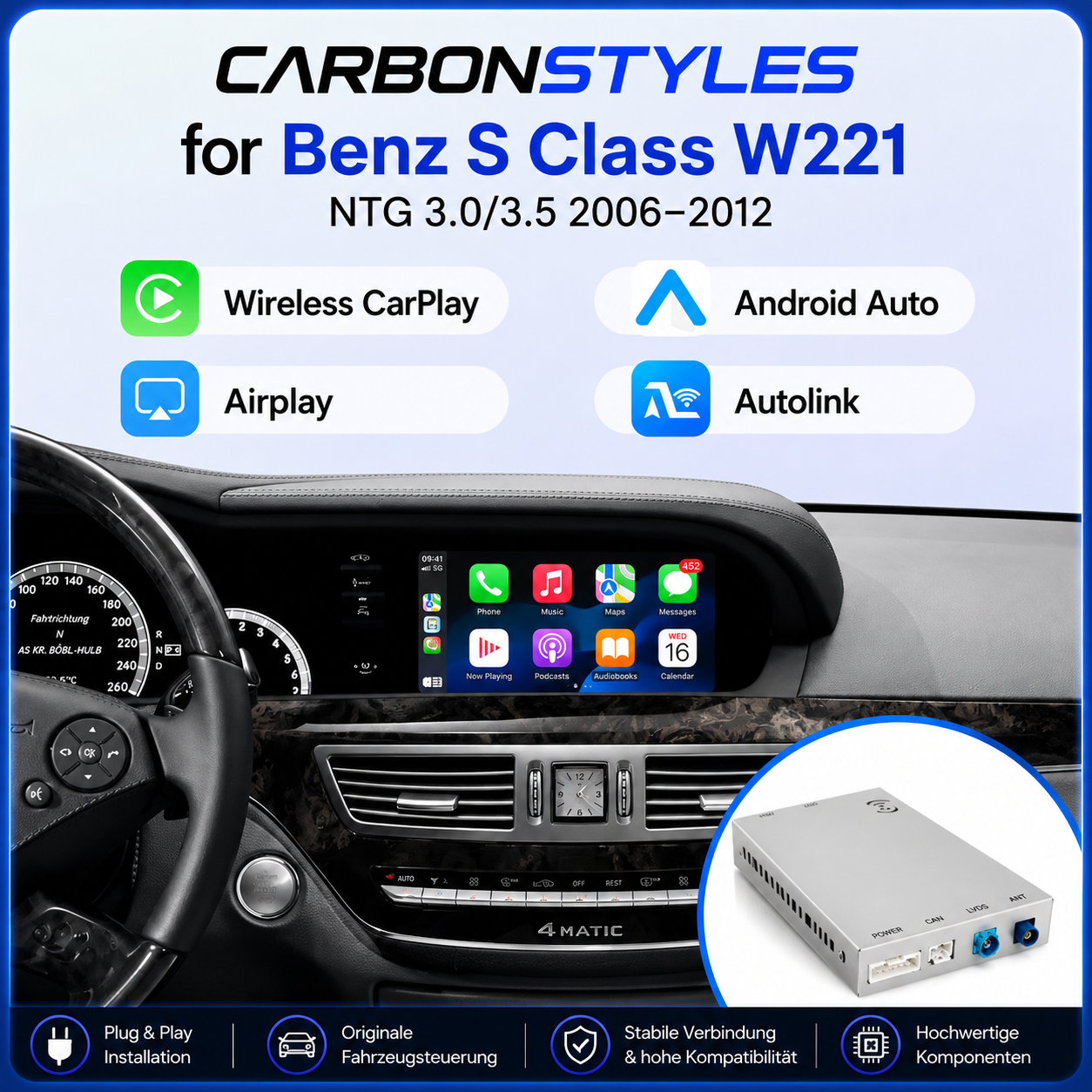 Apple CarPlay & Android Auto Modul für Mercedes S-Klasse W221 (Nachrüstung)