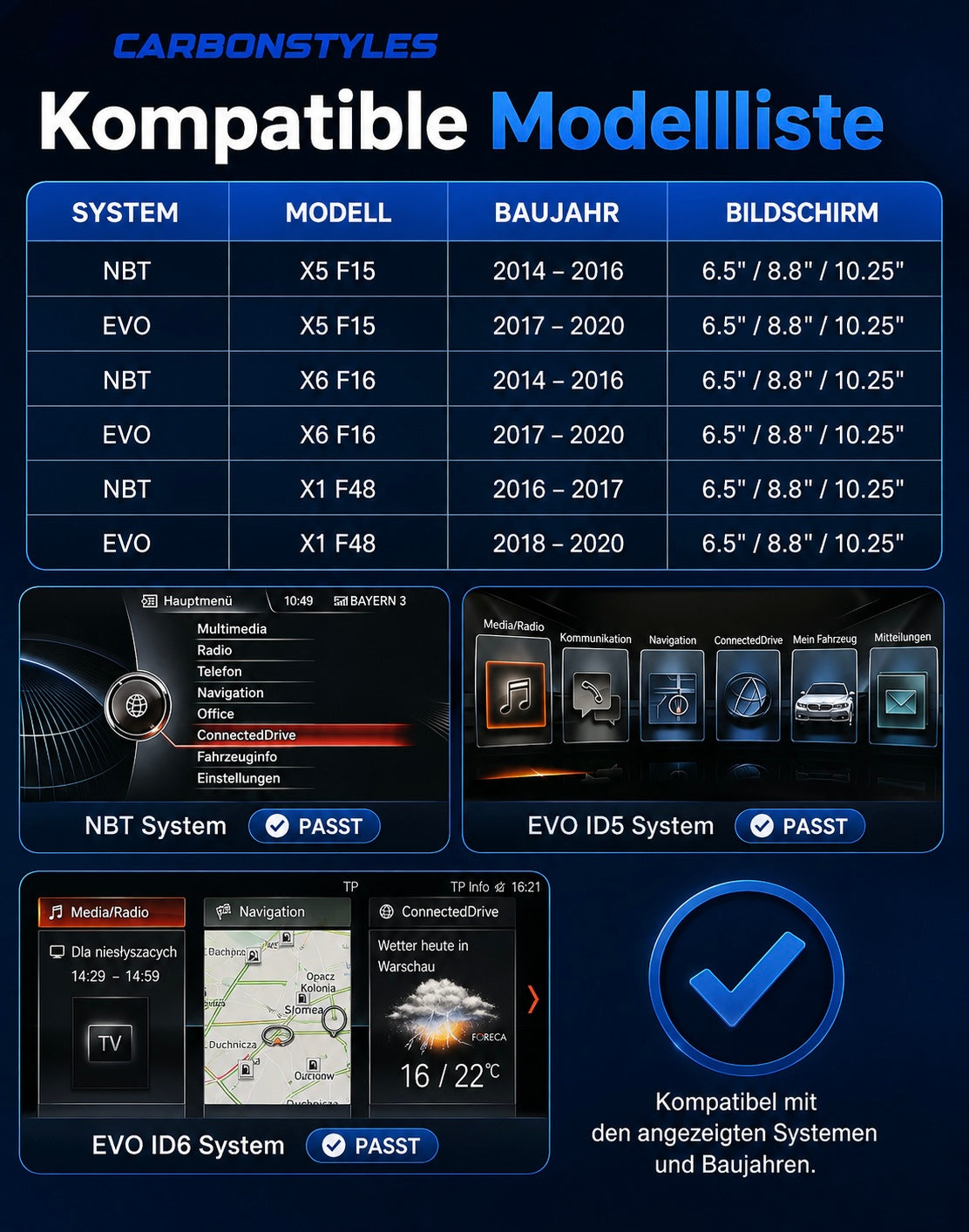 Carplay & Android Auto Modul für BMW X5 F15 F85 X6 F16 F86 (Nachrüstung)
