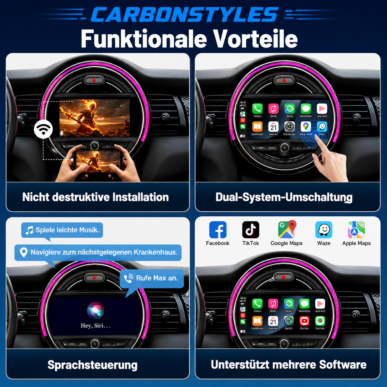 Apple Carplay & Android Auto Modul für Mini F55 F56 F54 F57 F60 (Nachrüstung)